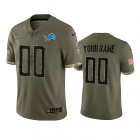 Camiseta Hombre NFL Detroit Lions Personalizar Olive 2022 Salute To Service Limited